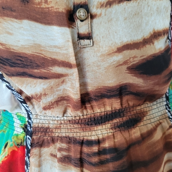 Calvin Klein Floral Animal Print Brown Tunic Top Size Medium - Picture 8 of 10